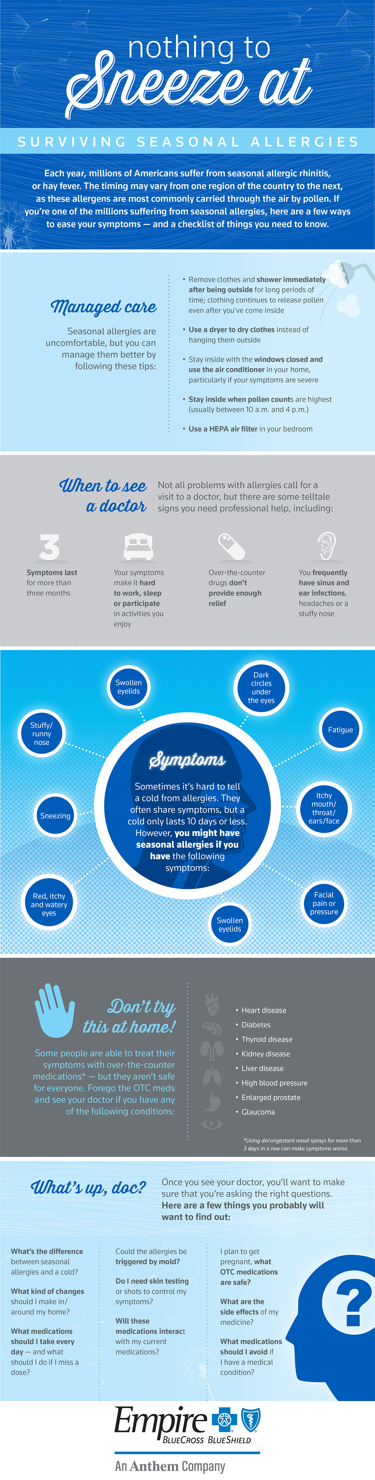 Infographic addresses the causes and treatment options for dealing with burdensome seasonal allergies.
